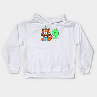 I am 9 with red panda - kids birthday 9 years old Kids Hoodie